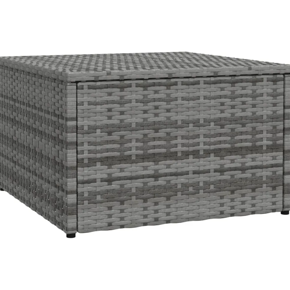 vidaXL Tuinvoetenbank met kussen poly rattan grijs