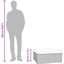 vidaXL Tuinvoetenbank met kussen 70x70x30 cm poly rattan bruin