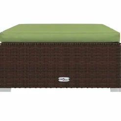 vidaXL Tuinvoetenbank met kussen 70x70x30 cm poly rattan bruin