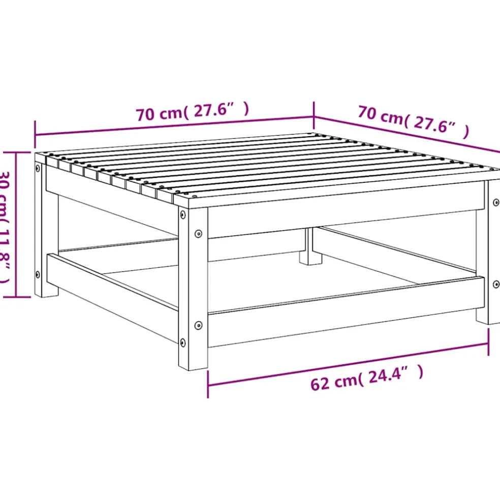 vidaXL Tuinvoetenbank 70x70x30 cm massief grenenhout honingbruin