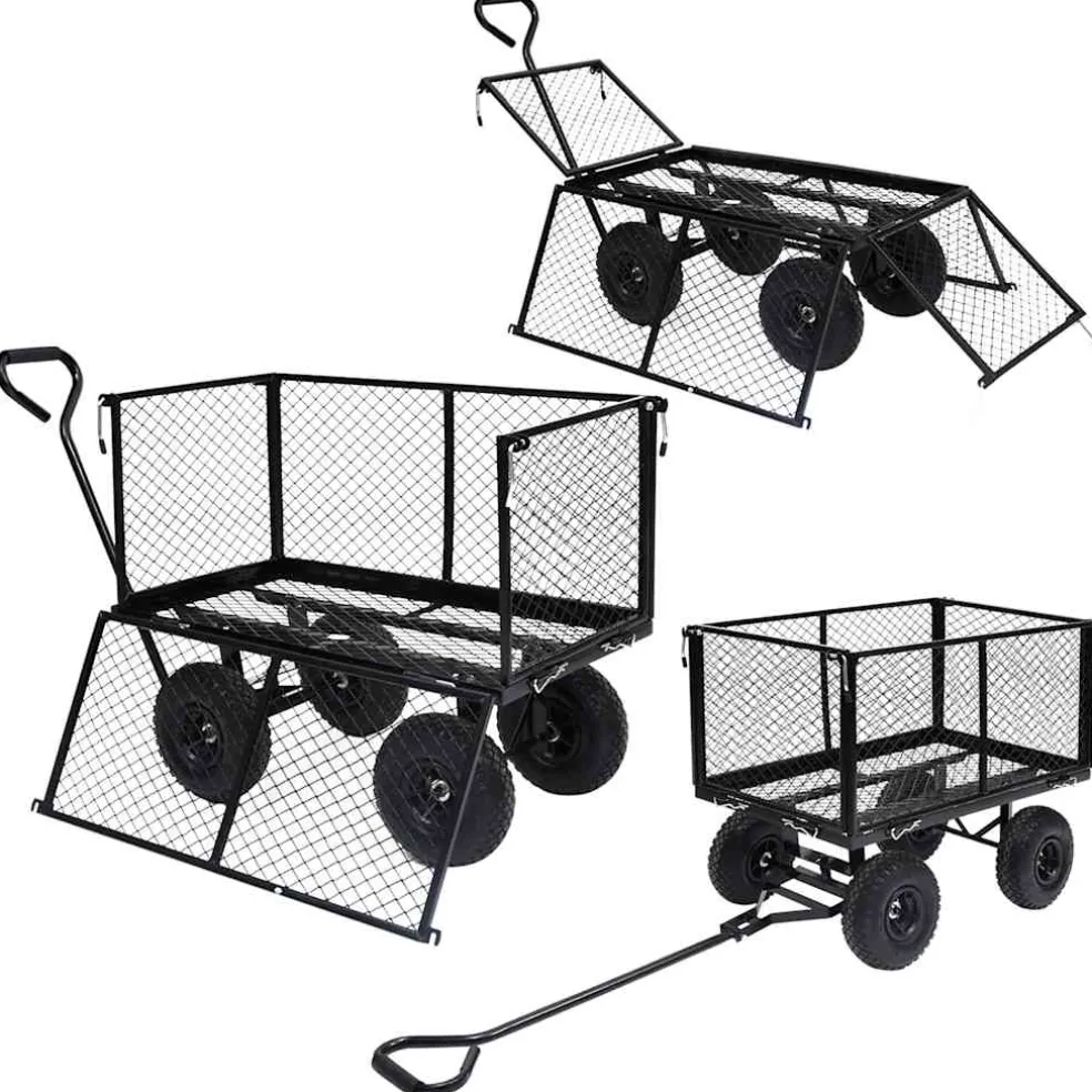 vidaXL Tuinwagen 350 kg zwart