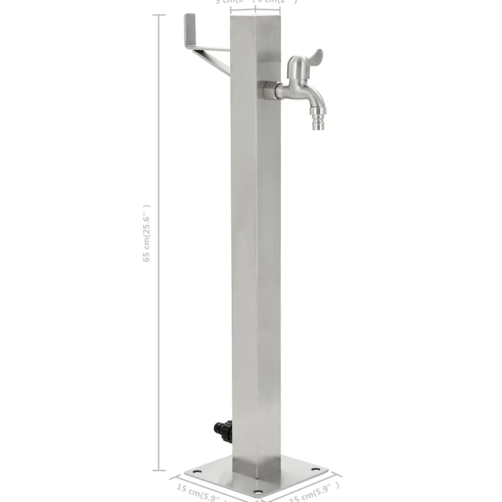 vidaXL Tuinwaterkolom vierkant 65 cm roestvrij staal