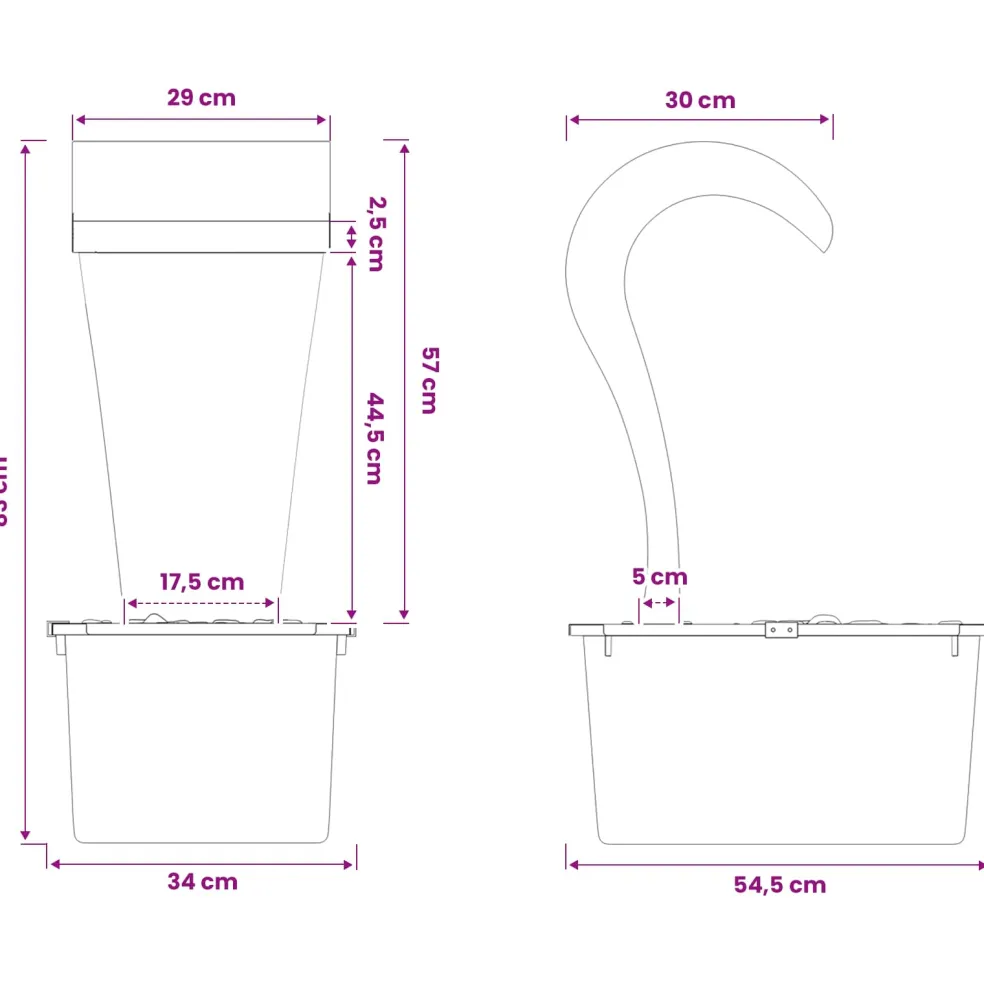 vidaXL Tuinwaterval Roestvrij staal 304 54,5 x 34 x 83 cm zilver