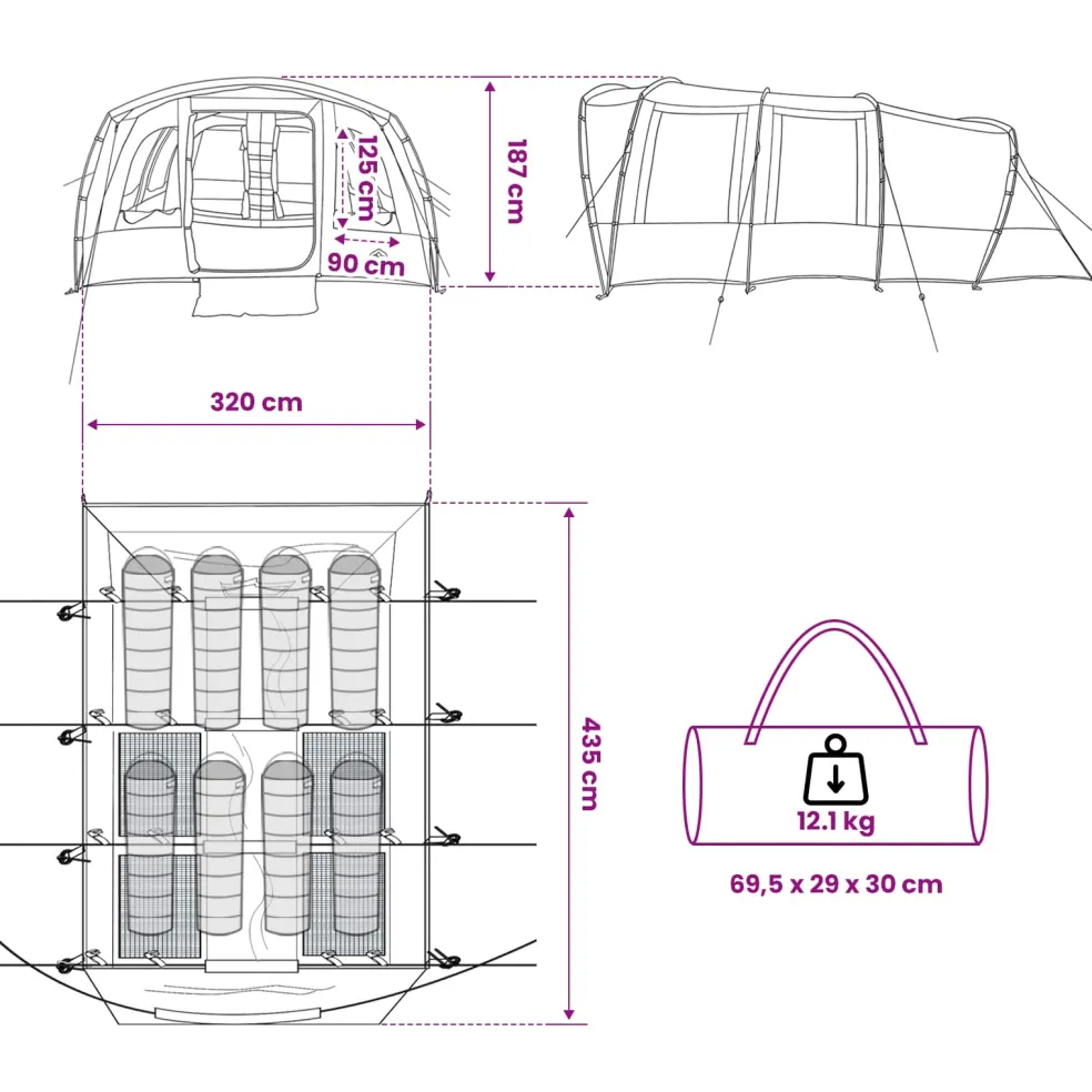 vidaXL Tunneltent Olijfgroen 427 x 315 x 178 cm Polyester en staal