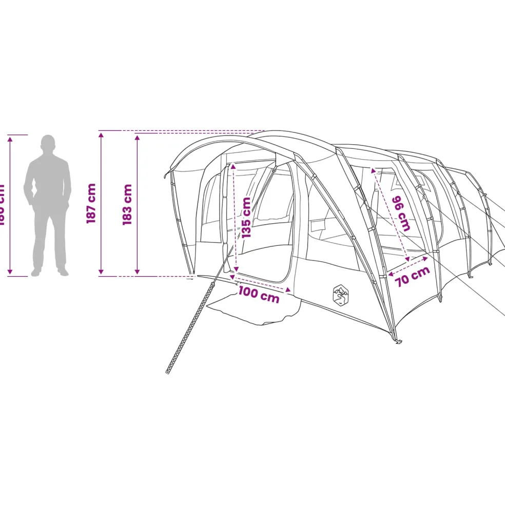 vidaXL Tunneltent Olijfgroen 427 x 315 x 178 cm Polyester en staal