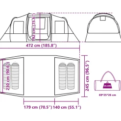 vidaXL Tunneltent 4-persoons waterdicht blauw