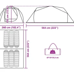 vidaXL Tunneltent 6-persoons waterbestendig olijfgroen