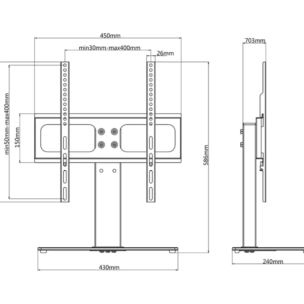 vidaXL Tv-beugel met basis 400x400 mm 23" - 55" ijzer zwart