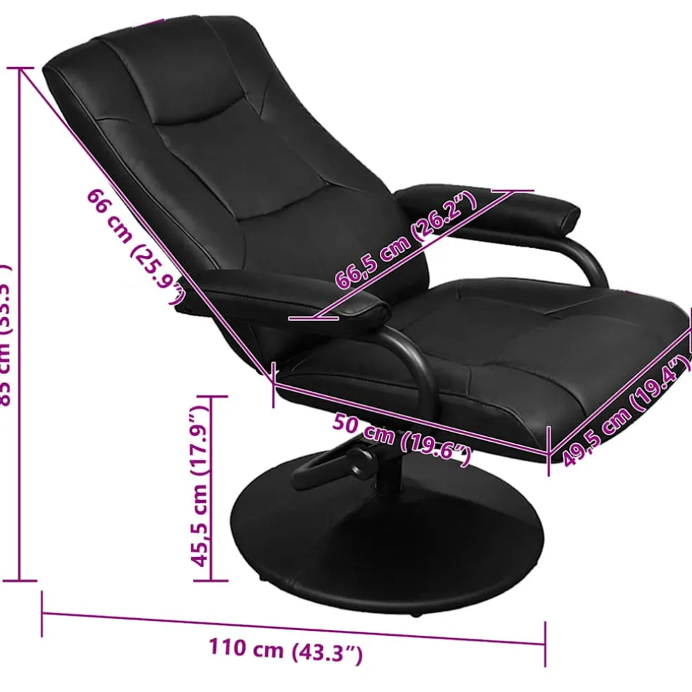 vidaXL Tv-fauteuil met voetenbankje kunstleer zwart