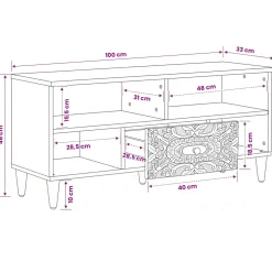vidaXL TV-kast Bruin 100 x 33 x 46 cm Massief Mango Hout