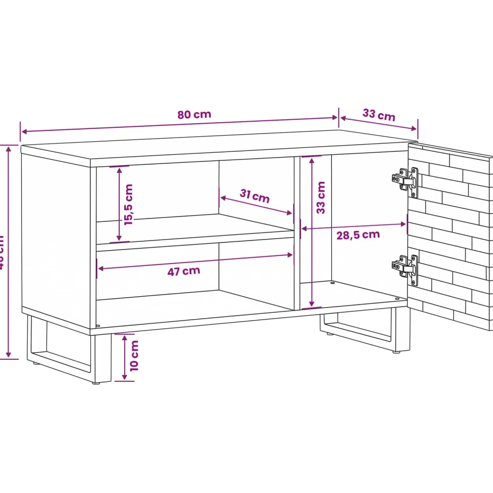 vidaXL TV-kast Bruin 80 x 33 x 46 cm Massief Mango Hout