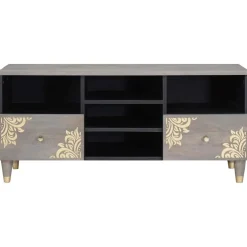 vidaXL TV-kast Grijs 100 x 33 x 46 cm Massief Mango Hout