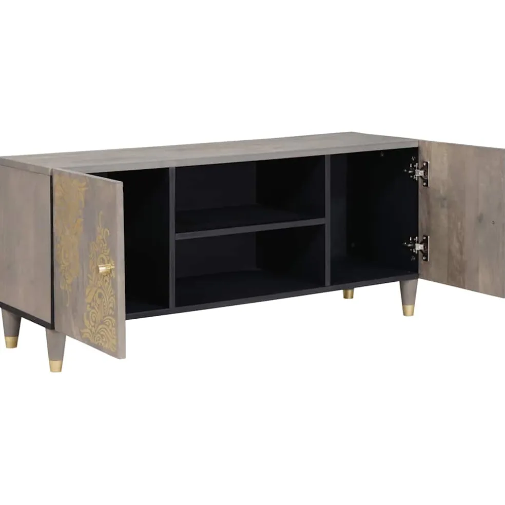 vidaXL TV-kast Grijs 105 x 33 x 46 cm Massief Mango Hout