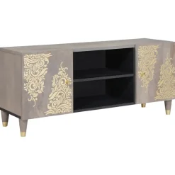 vidaXL TV-kast Grijs 105 x 33 x 46 cm Massief Mango Hout