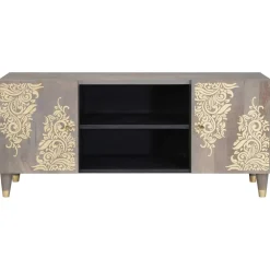 vidaXL TV-kast Grijs 105 x 33 x 46 cm Massief Mango Hout