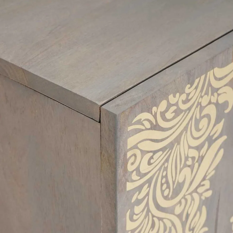 vidaXL TV-kast Grijs 105 x 33 x 46 cm Massief Mango Hout