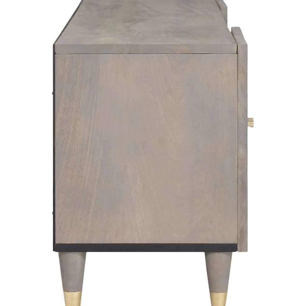 vidaXL TV-kast Grijs 105 x 33 x 46 cm Massief Mango Hout