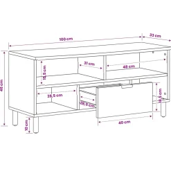 vidaXL TV-kast met lade Acacia Bruine Afwerking 100 x 33 x 46 cm