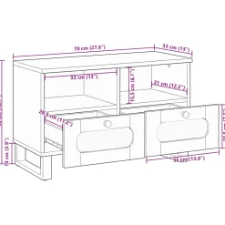 vidaXL TV-kast met lade Bruin 70 x 33 x 46 cm Massief Mango Hout