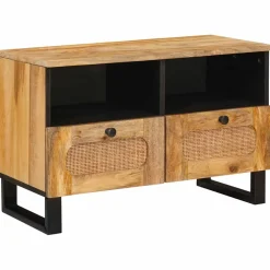 vidaXL TV-kast met lade Bruin 70 x 33 x 46 cm Massief Mango Hout