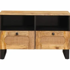 vidaXL TV-kast met lade Bruin 70 x 33 x 46 cm Massief Mango Hout