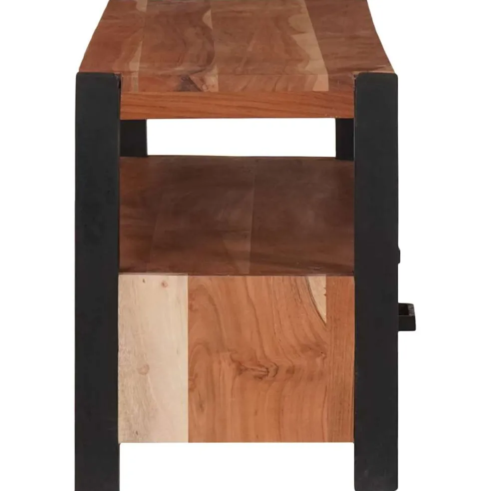 vidaXL TV-kast met lade Bruin 110 x 30 x 40 cm Massief acaciahout