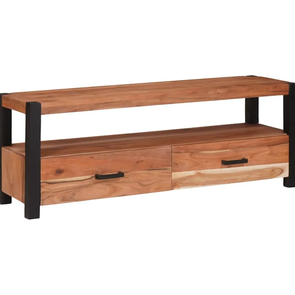 vidaXL TV-kast met lade Bruin 110 x 30 x 40 cm Massief acaciahout