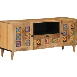 vidaXL TV-kast met lade Naturel 105 x 33,5 x 46 cm Massief Mango Hout