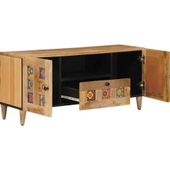 vidaXL TV-kast met lade Naturel 105 x 33,5 x 46 cm Massief Mango Hout