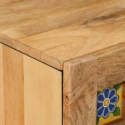 vidaXL TV-kast met lade Naturel 105 x 33,5 x 46 cm Massief Mango Hout