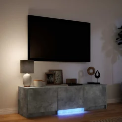 vidaXL TV-kast met LED 140x34x40 cm Betongrijs Geconstrueerd hout