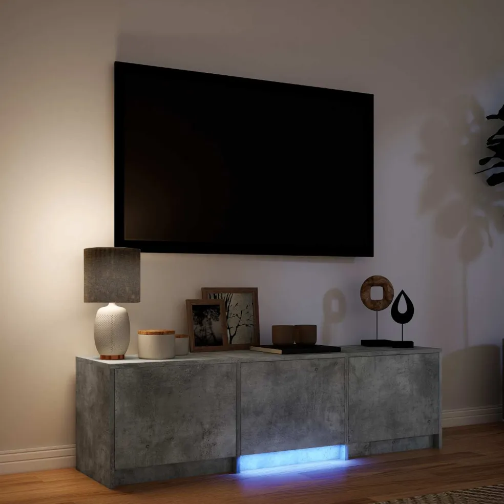 vidaXL TV-kast met LED 140x34x40 cm Betongrijs Geconstrueerd hout