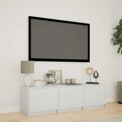 vidaXL TV-kast met LED 140 x 34 x 40 cm Wit Geconstrueerd hout