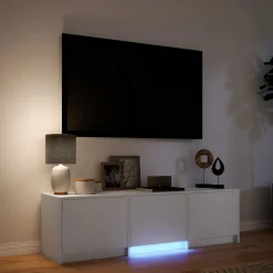 vidaXL TV-kast met LED 140 x 34 x 40 cm Wit Geconstrueerd hout