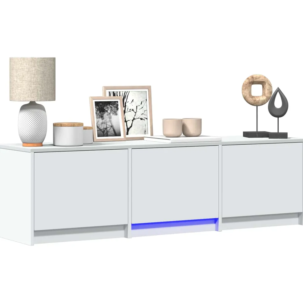 vidaXL TV-kast met LED 140 x 34 x 40 cm Wit Geconstrueerd hout