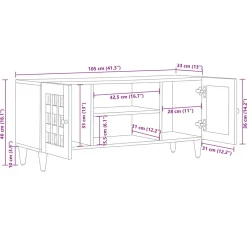 vidaXL TV-kast met plank Naturel 105 x 33 x 46 cm Massief Mango Hout
