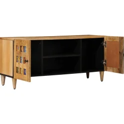 vidaXL TV-kast met plank Naturel 105 x 33 x 46 cm Massief Mango Hout
