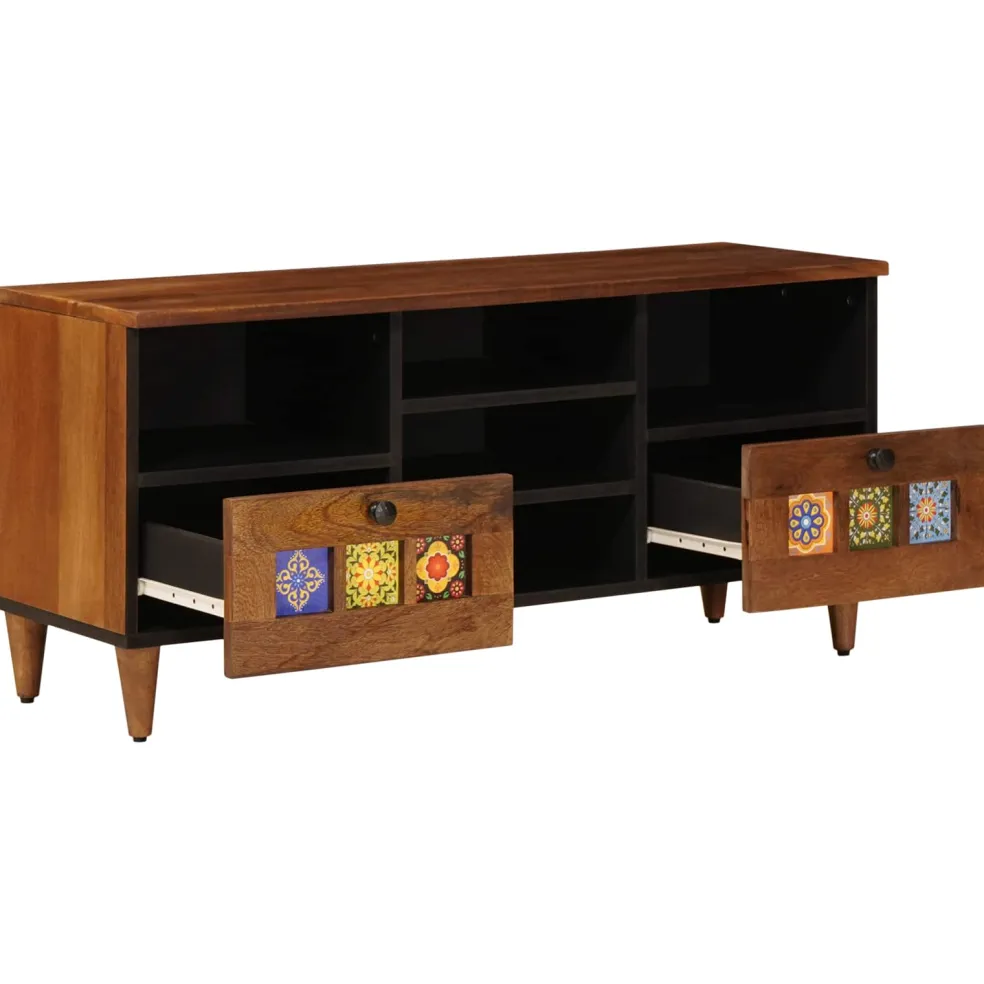 vidaXL TV-kast Walnotenhout 100 x 33 x 46 cm Massief Mango Hout