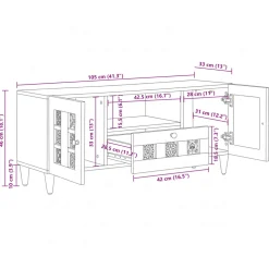 vidaXL TV-kast Walnotenhout 105 x 33 x 46 cm Massief Mango Hout