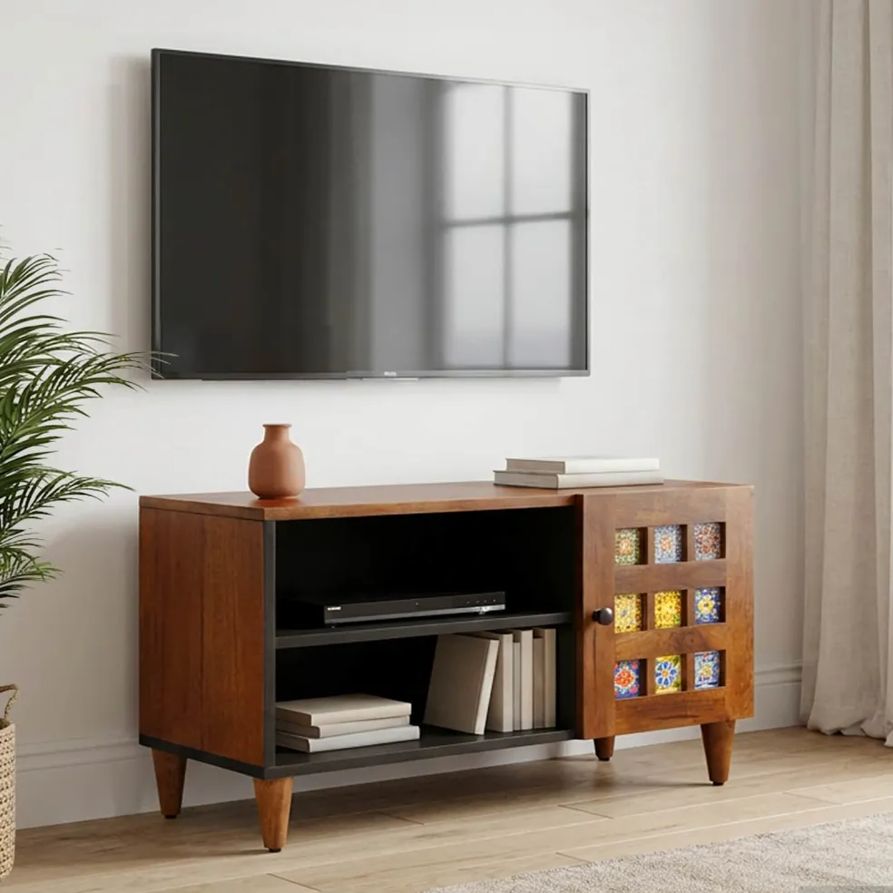 vidaXL TV-kast Walnotenhout 80 x 33 x 46 cm Massief Mango Hout