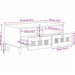 vidaXL TV-kast Walnotenhout 70 x 33 x 46 cm Massief Mango Hout