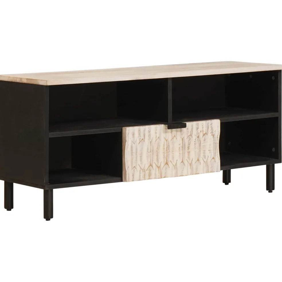 vidaXL TV-kast Witte Was Afwerking 100 x 33 x 46 cm Massief Mango Hout