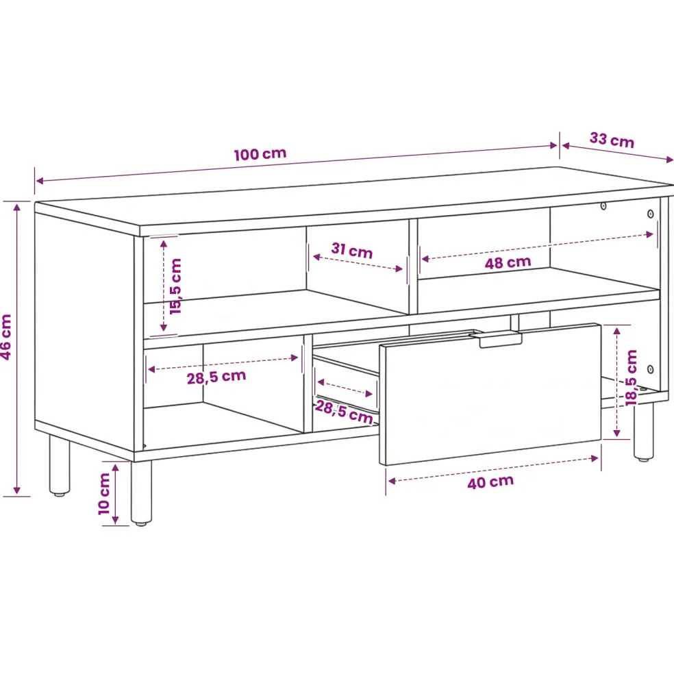 vidaXL TV-kast Witte Was Afwerking 100 x 33 x 46 cm Massief Mango Hout