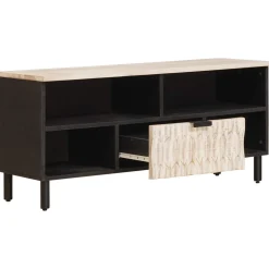 vidaXL TV-kast Witte Was Afwerking 100 x 33 x 46 cm Massief Mango Hout