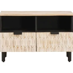 vidaXL TV-kast Witte Was Afwerking 70 x 33 x 46 cm Massief Mango Hout