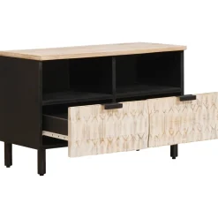vidaXL TV-kast Witte Was Afwerking 70 x 33 x 46 cm Massief Mango Hout