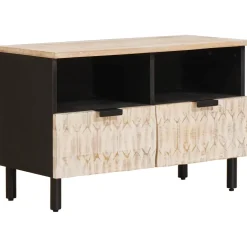 vidaXL TV-kast Witte Was Afwerking 70 x 33 x 46 cm Massief Mango Hout
