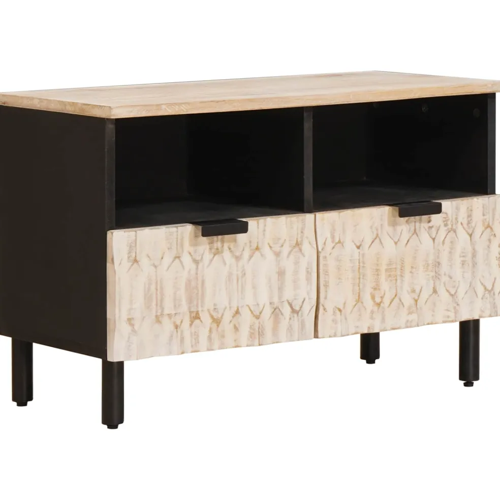 vidaXL TV-kast Witte Was Afwerking 70 x 33 x 46 cm Massief Mango Hout