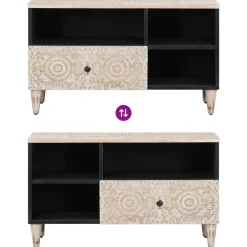 vidaXL TV-kast Wit 80 x 33,5 x 46 cm Massief Mango Hout