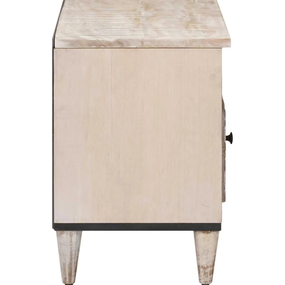 vidaXL TV-kast Wit 80 x 33,5 x 46 cm Massief Mango Hout